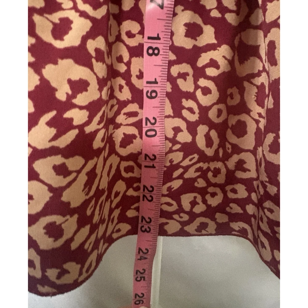 Peplum Flowy Red Blouse Leopard Print Boho Ruffle Hem Short Sleeve Plus Size